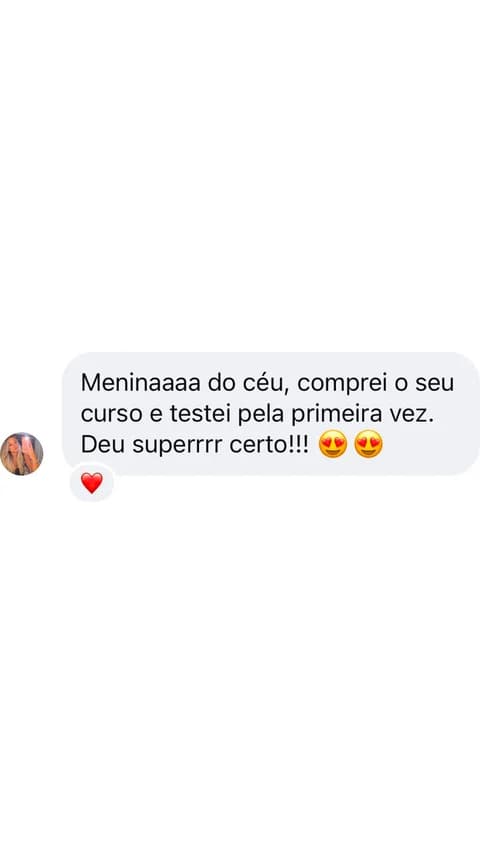 Prova social 3: mensagem ou resultado real de aluna da Doceria D'Amora Academy