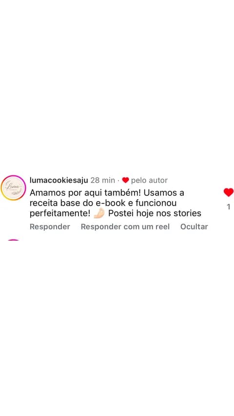 Prova social 4: mensagem ou resultado real de aluna da Doceria D'Amora Academy