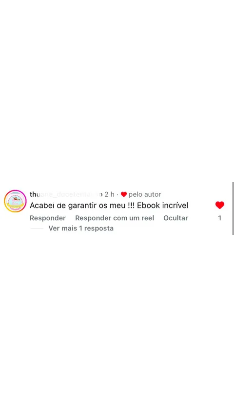Prova social 8: mensagem ou resultado real de aluna da Doceria D'Amora Academy