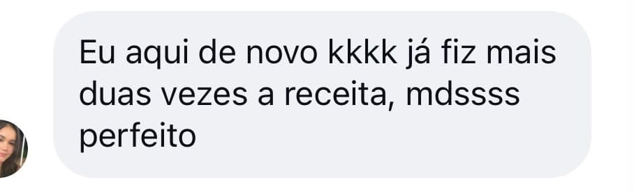 Prova social 30: mensagem ou resultado real de aluna da Doceria D'Amora Academy