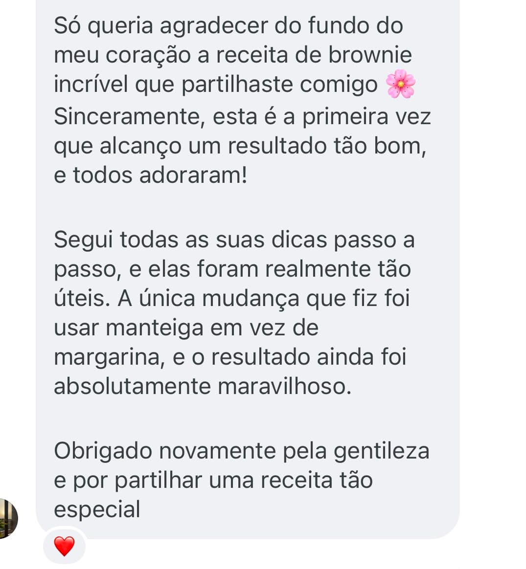 Prova social 32: mensagem ou resultado real de aluna da Doceria D'Amora Academy