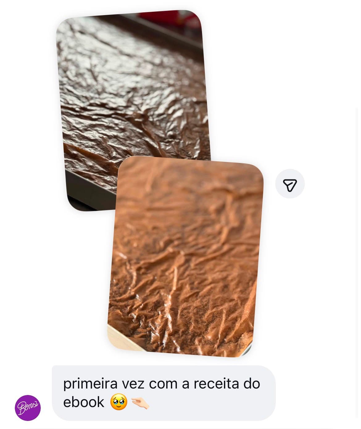 Prova social 34: mensagem ou resultado real de aluna da Doceria D'Amora Academy