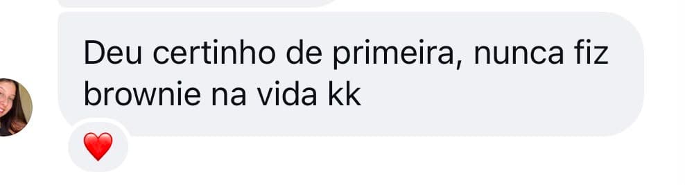 Prova social 20: mensagem ou resultado real de aluna da Doceria D'Amora Academy